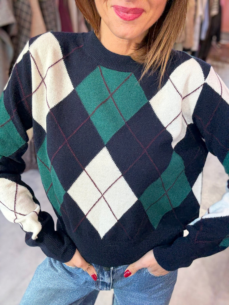 Maglia Rombi Blu Verde