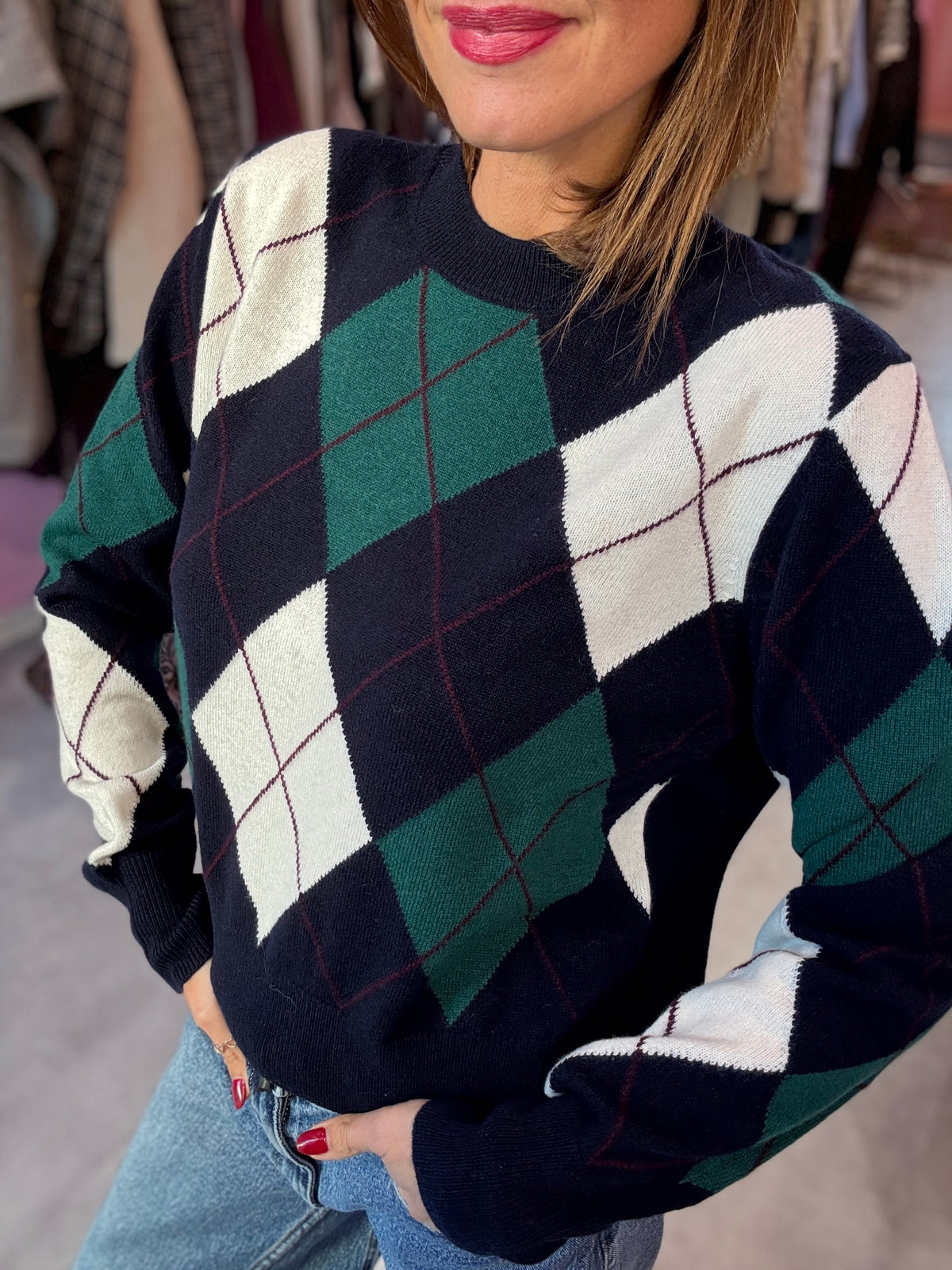 Maglia Rombi Blu Verde