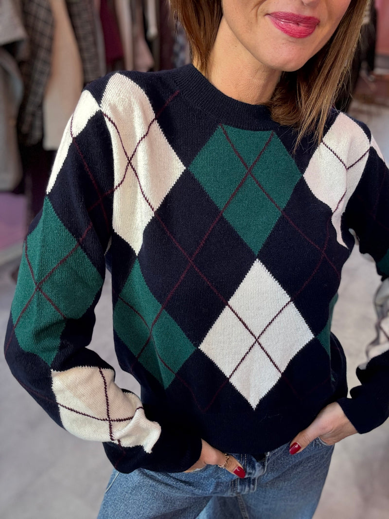 Maglia Rombi Blu Verde