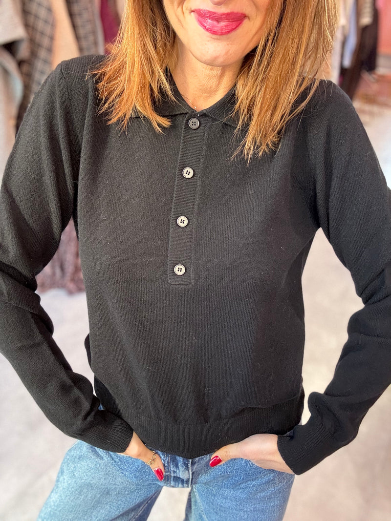 Polo Nera 100% Lana