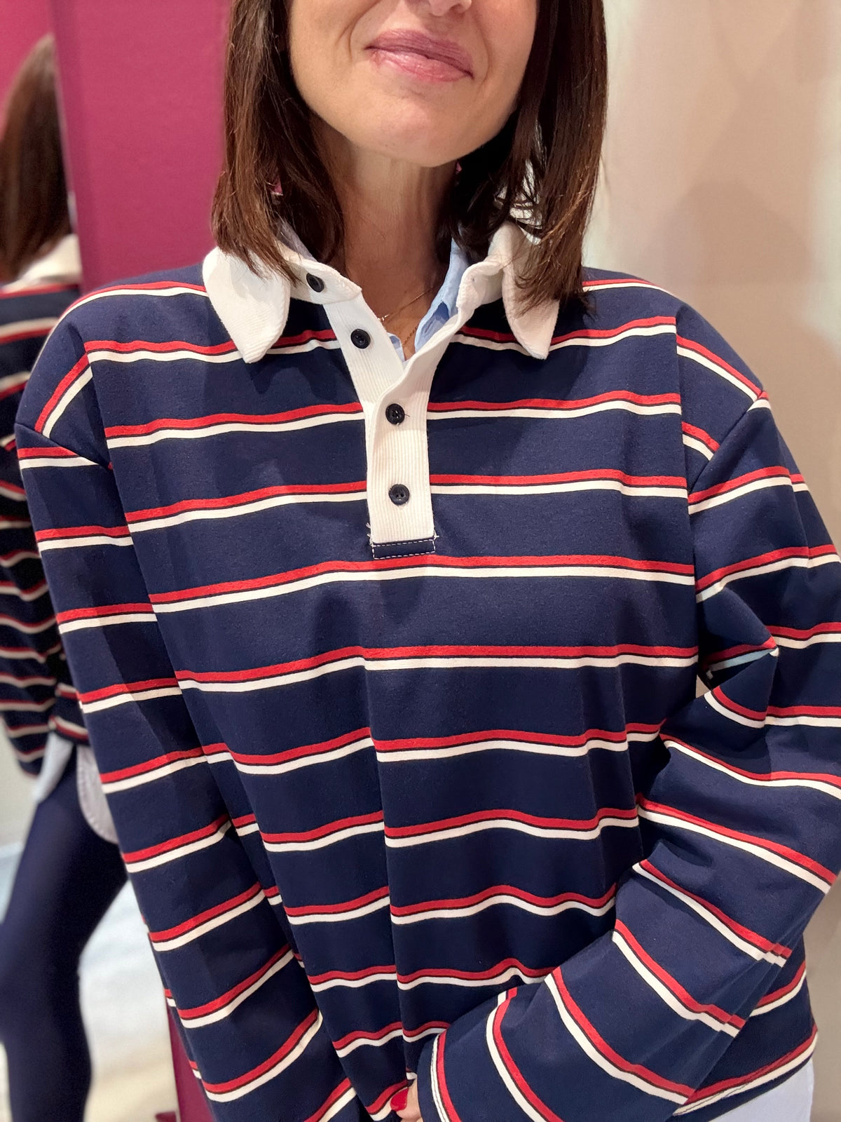 Polo Righe Blu Rosso Manica Lunga PHILIA LOFT