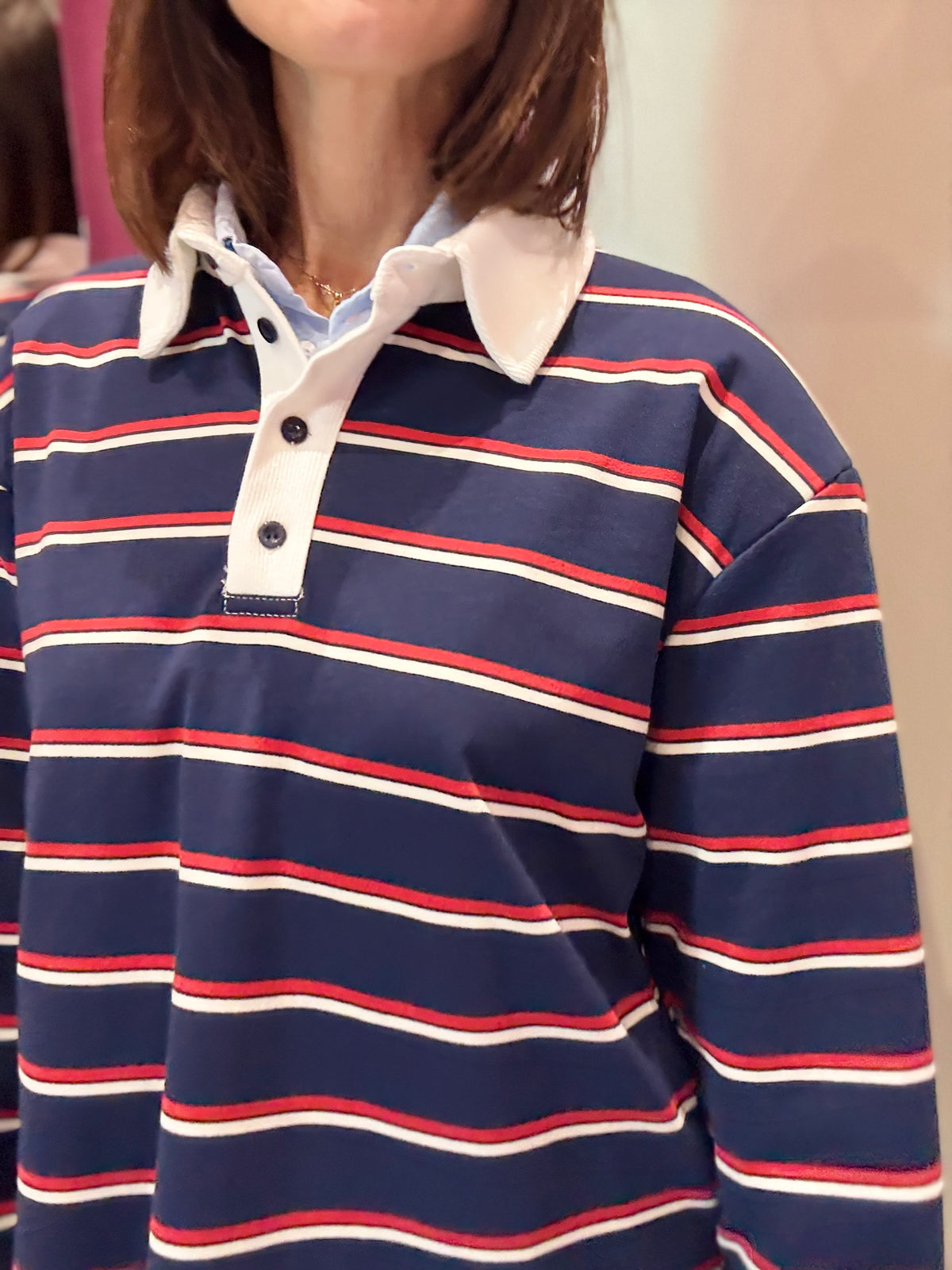 Polo Righe Blu Rosso Manica Lunga PHILIA LOFT