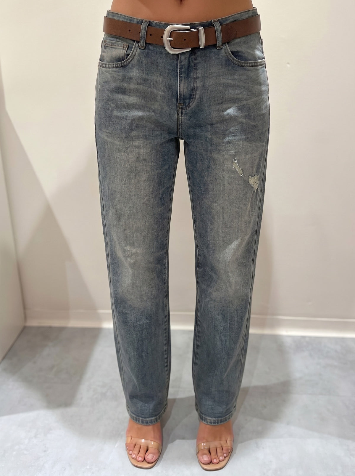 Jeans Dritti con Cintura